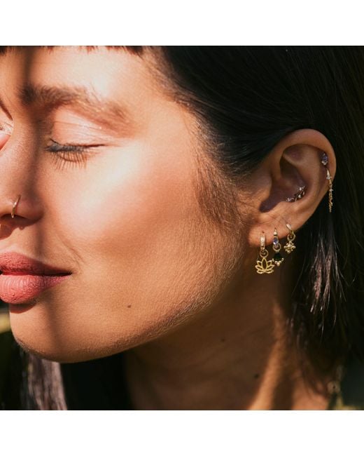 Zohreh Metallic Beaded Flower Hoop Earrings 9K