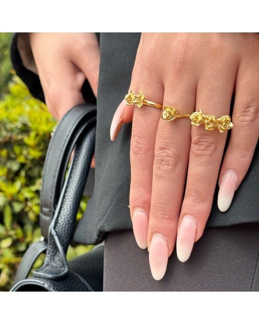 Unaloe Metallic Vermeil Rose Solitaire Ring For – Single Flower Statement Jewel