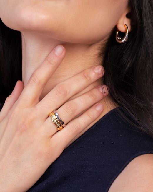 Zynnia Collective Metallic Wave Ring Set