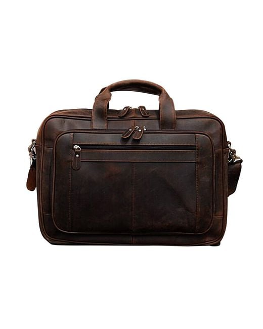 Touri Black Genuine Leather Briefcase With Luggage Strap for men