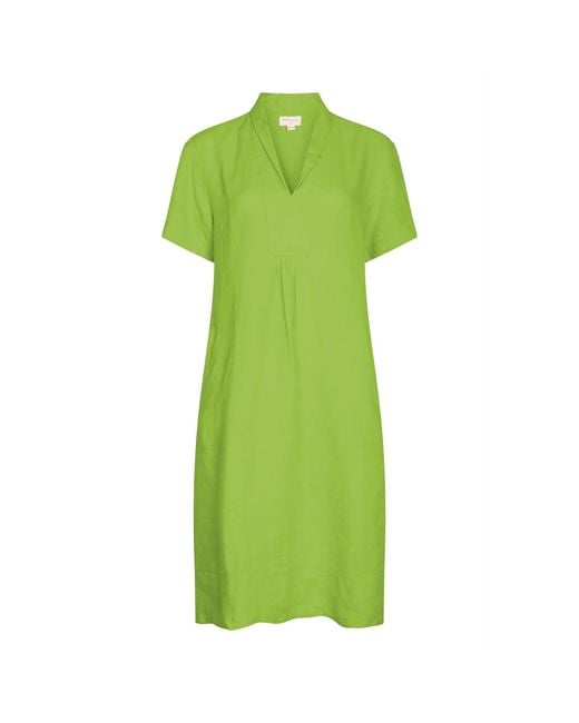 NoLoGo-chic Green Elodie Short Sleeve Tunic Dress Linen -Parrot