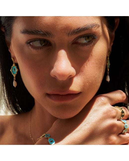 Myrto Katramadou Jewellery Blue Unlocked Pearl Earrings