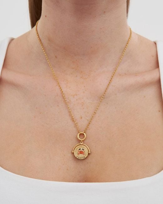 Fable England Metallic Cancer Zodiac Spinner Necklace