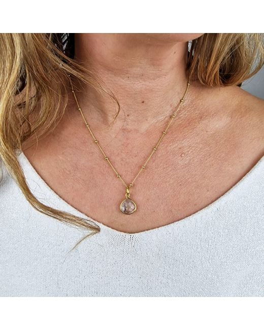 Harfi Metallic Vermeil Plated Herkimer Diamond April Birthstone Crystal Necklace