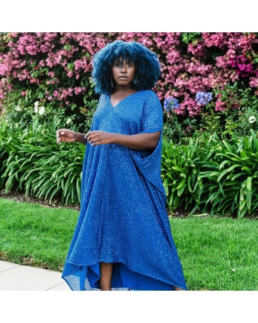 Jennafer Grace Blue Royal Sequin Caftan