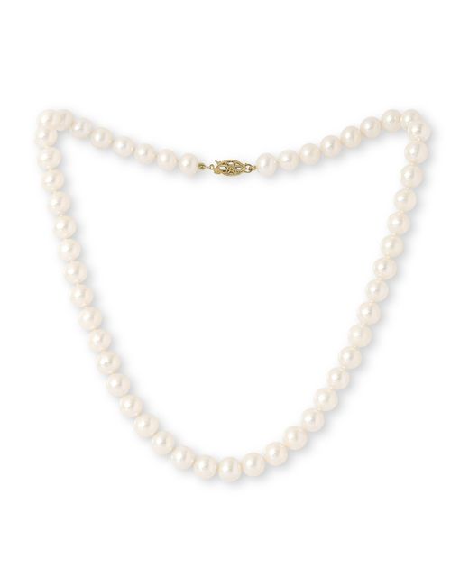 Pearls of the Orient Online White Gratia Almost Round Cultured Freshwater Pearl Necklace With Clasp