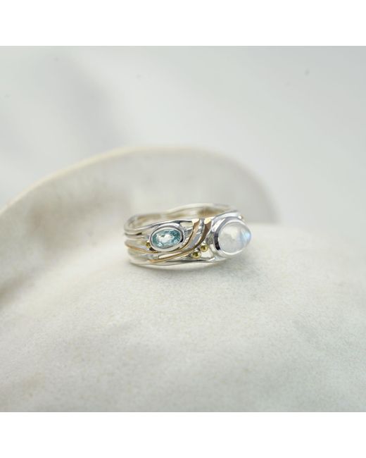 Isla Silver White Moonstone & Topaz Ring