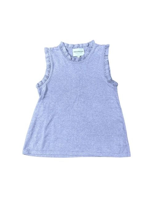 Lindsay Nicholas New York Blue Frill Crewneck Shell