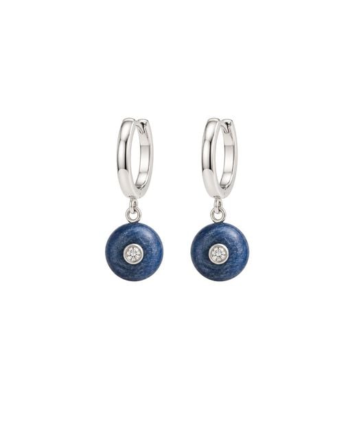 Lily Flo Jewellery Blue Kyanite Diamond Hoop Earrings