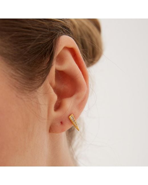 Spero London Metallic Long Pave Dagger Stud & Pave Safety Pin Earring Set