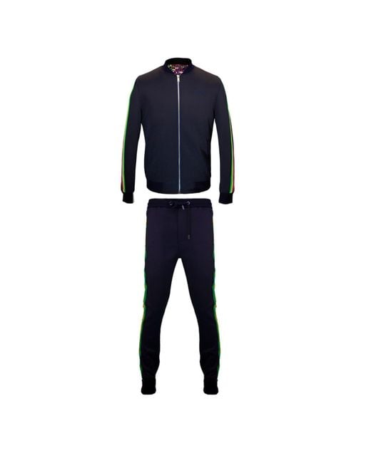 DAVID WEJ Blue Lagos Multi Stripe Track Suit for men