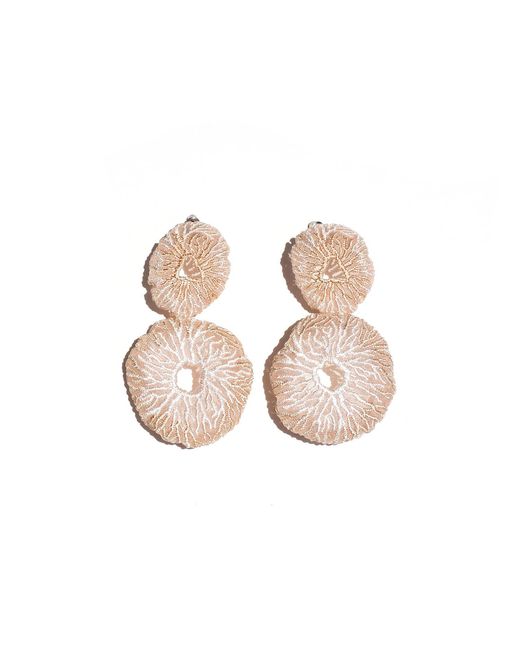 Nana Watanabe Pink Neutrals Coral Egg Embroidery Earrings