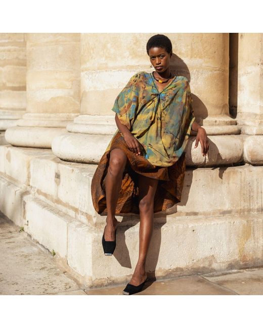 Miro Misljen Multicolor Metamorphosis Hand-Painted Dress