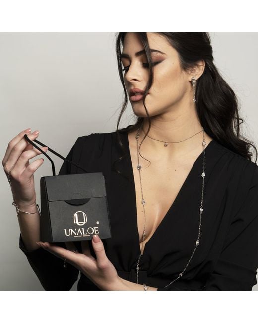 Unaloe Metallic Purelei Sterling Drop Earrings – Double Rose & Chain – Handmade Italian Jewelry For