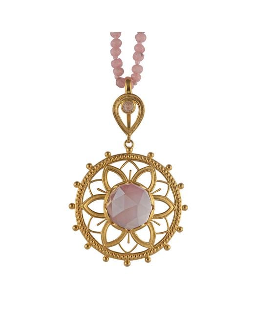 Emma Chapman Jewels Metallic Bali Rose Quartz Statement Pendant