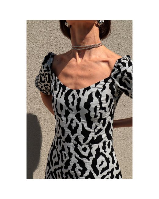 2KStyle Black Ciana A-Line Animal Print Jacquard Mini Dress