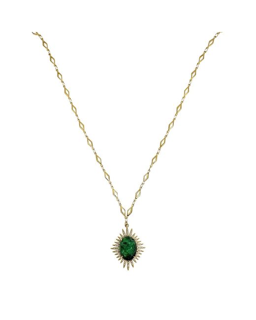 Farra Metallic Epidote Charm Chain Necklace