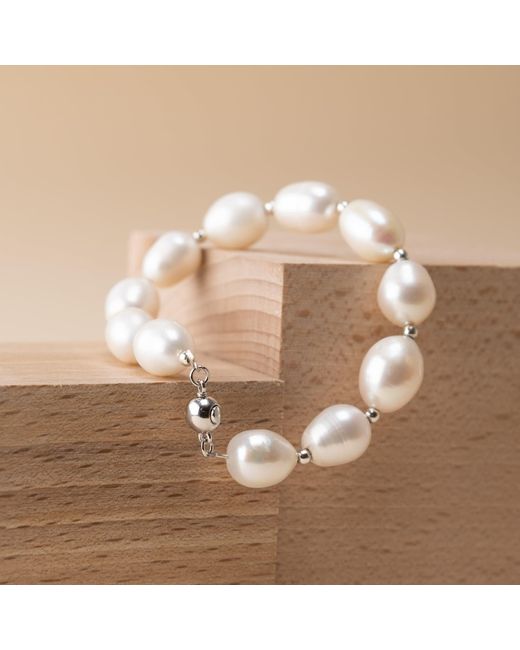 Silver Moon White Sterling Bracelet With Pearls