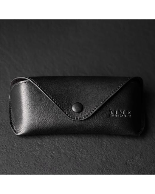 Time Resistance Black Leather Glasses Case for men