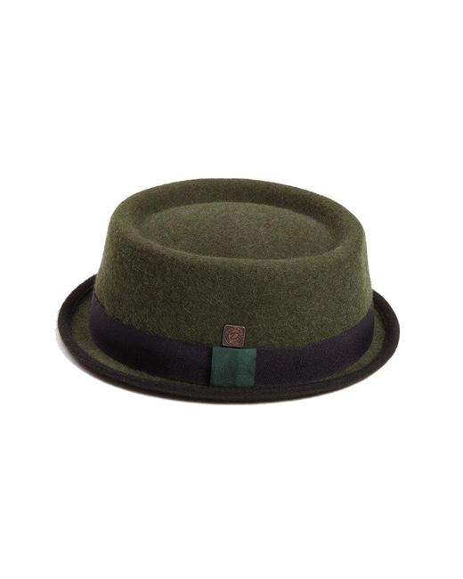 Dasmarca Hats Green Tony Moss Felt Skimpy Brim Short Brim Rude Boy Mod Style Porkpie Hat for men