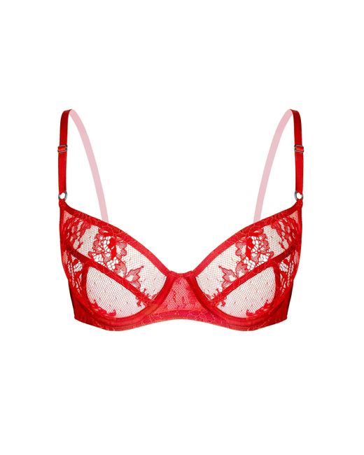 MONIQUE MORIN LINGERIE Red Moonstruck Balconette Bra Fire