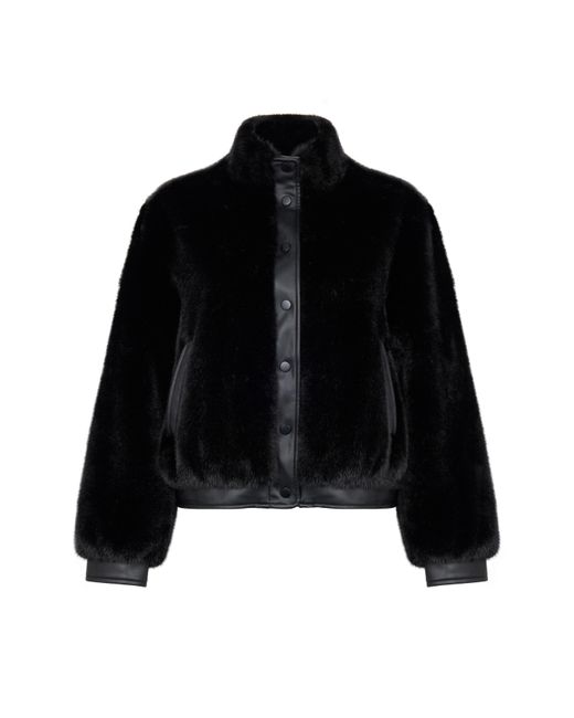 ISSY LONDON Black Jolie Bomber Jacket Vegan Luxe Pile Faux Fur