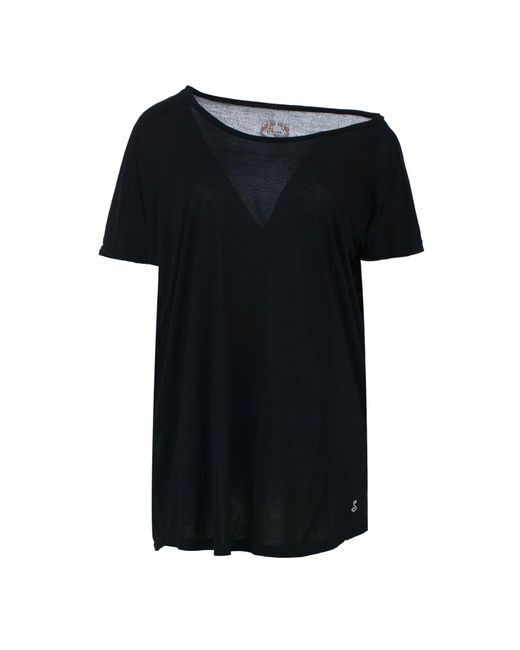 Conquista Black Organic Tencel Jersey Asymmetric Top