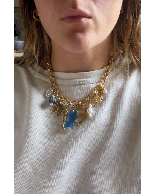 Sccollection Metallic Mare Seaglass Fish Charm Necklace