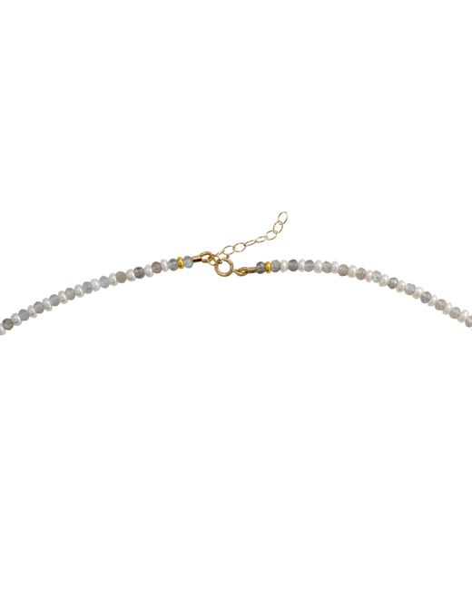 Bombyx House Metallic Birthstone April Pearl Labradorite Alternating Long Necklace