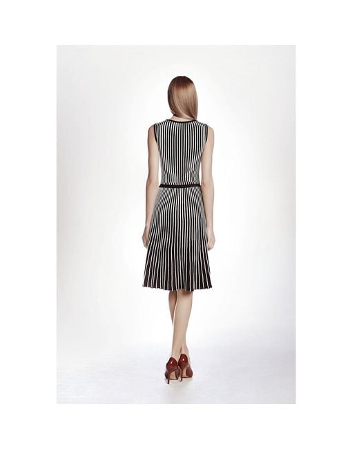 Rumour London Black Sienna Striped Fit-And-Flare Dress