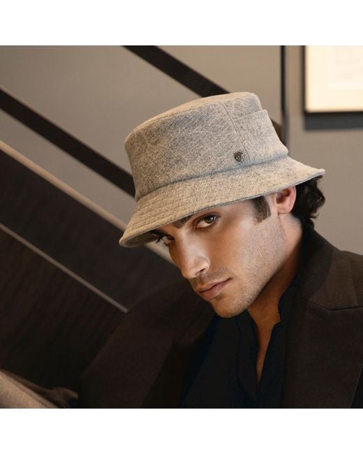 DORIA 1905 Gray Raw Washed Denim Bucket Hat for men