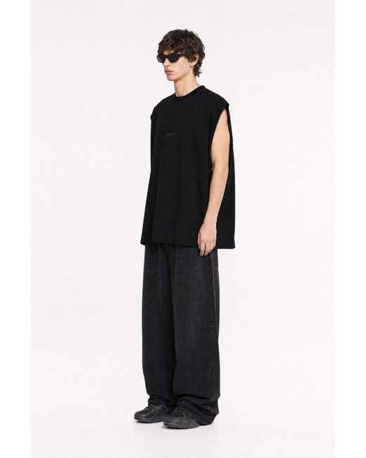 mysimplicated Black Oversized Sleeveless Tee for men