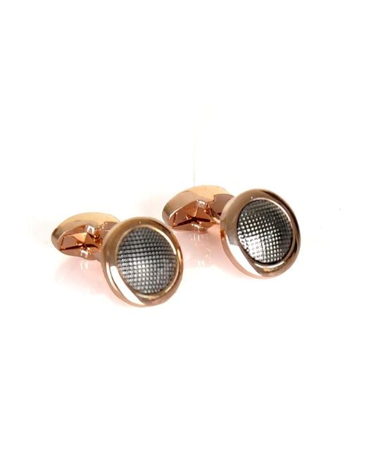DAVID WEJ Brown Circle Patterned Cufflinks for men