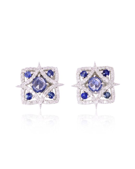 Artisan Blue 18K Sapphire & Diamond Stud Earrings