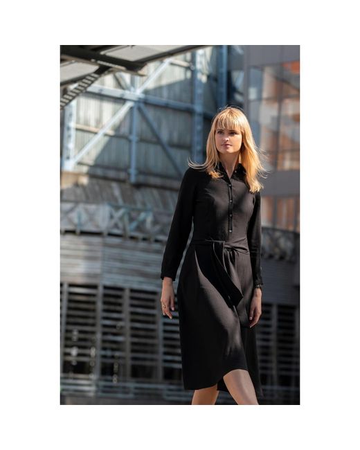 Oh!Zuza Black Echo Midi Shirt Dress With Belt