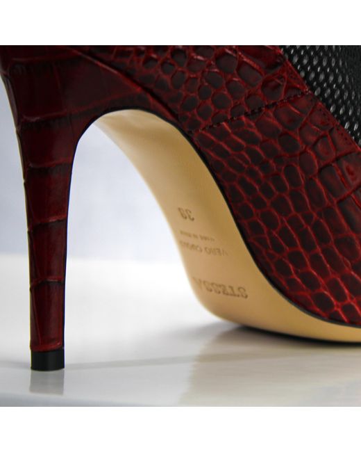 Stessa by Sarah Red The Valentina Croc Mesh Boot