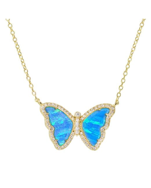 KAMARIA Blue Opal Butterfly Necklace With Stripes