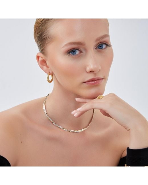 Spero London Metallic Rose Rose & Spiral Sterling Flat Necklace