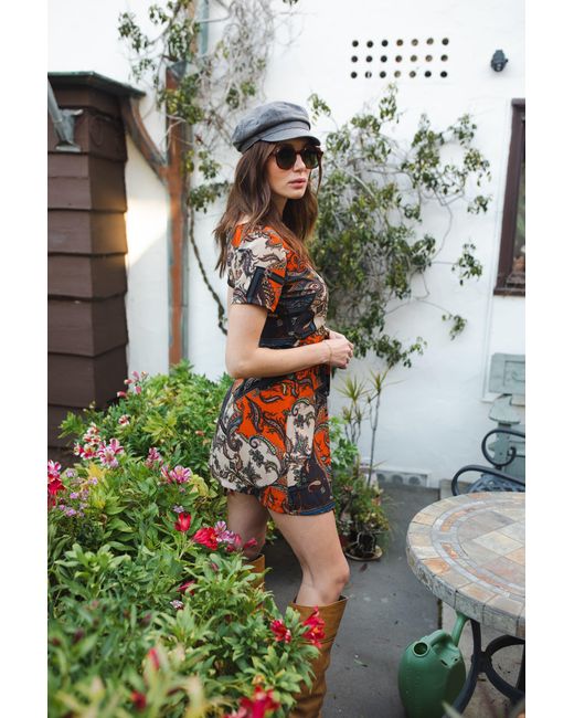 Jennafer Grace Red Paisley Mosaic Wrap Dress