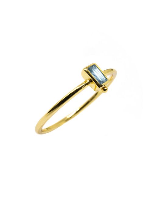 NASI SILVER Metallic Level Baguette Ring- Topaz