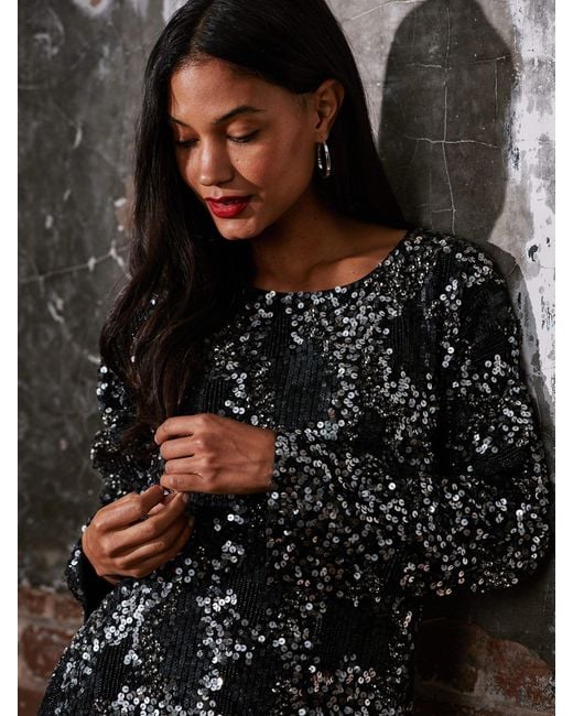 Rose & Nancy Black Eden Beaded Mini Dress