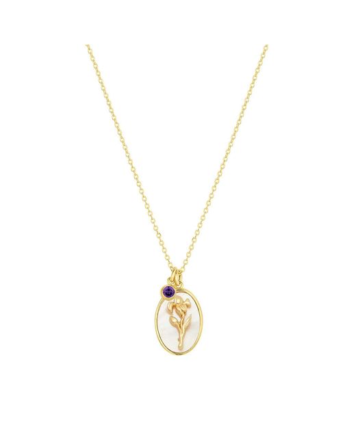 SET & STONES Metallic Katrina Birth Flower & Birthstone Charm Necklace- February