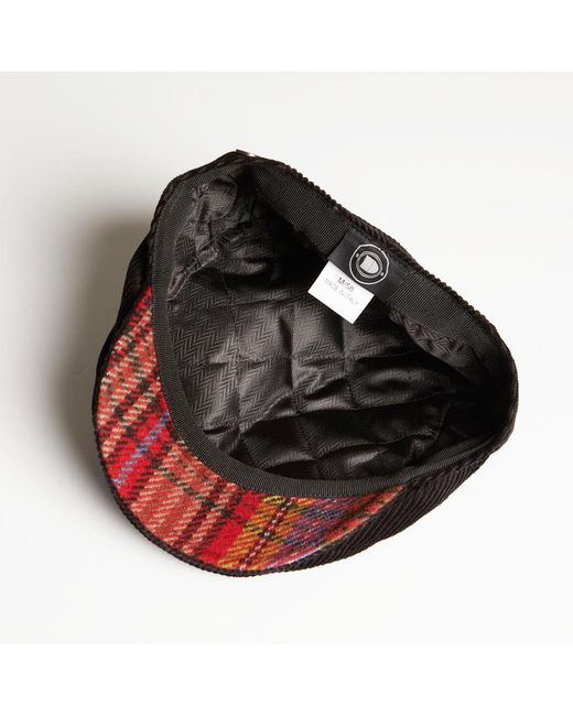 Dasmarca Hats Black Dylan Italian Cord Flat Cap for men