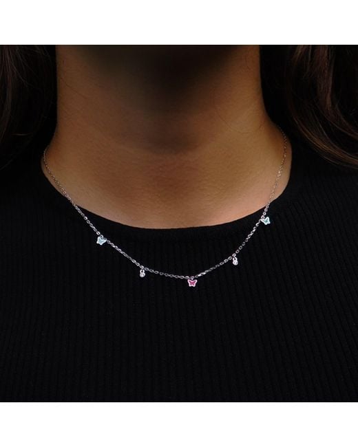Ebru Jewelry Metallic Butterfly Sterling & Diamond Choker Necklace