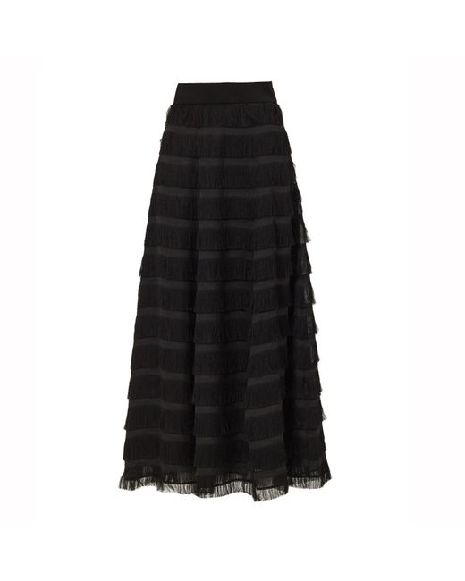 Julia Allert Black Striped High Waist Ankle Length Skirt