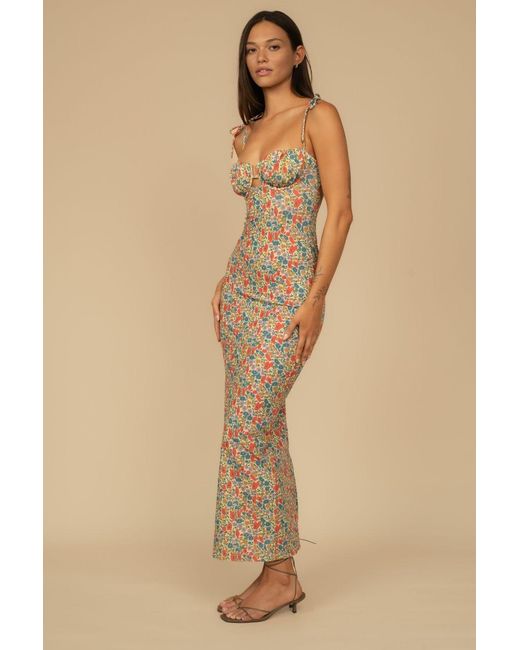 Montce White Florencia Floral Petal Long Slip Dress