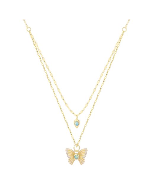 KAMARIA Metallic Opal Butterfly & Cocoon Metamorphosis Double Layering Necklace