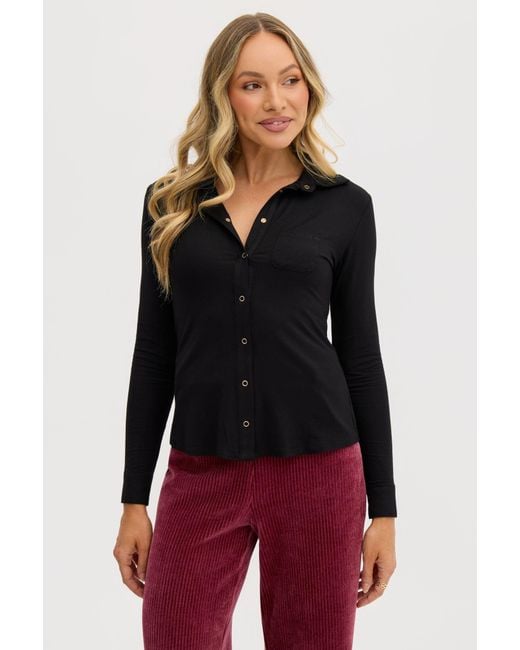 Why Mary Blue Simona Fitted Bamboo Long Sleeve Shirt