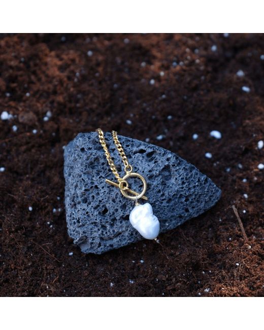 LINYA JEWELLERY Metallic Yao Baroque Pearl Chain Necklace