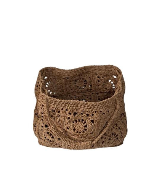 Springmoonatelier Brown Handcrafted Raffia Elegance Bag
